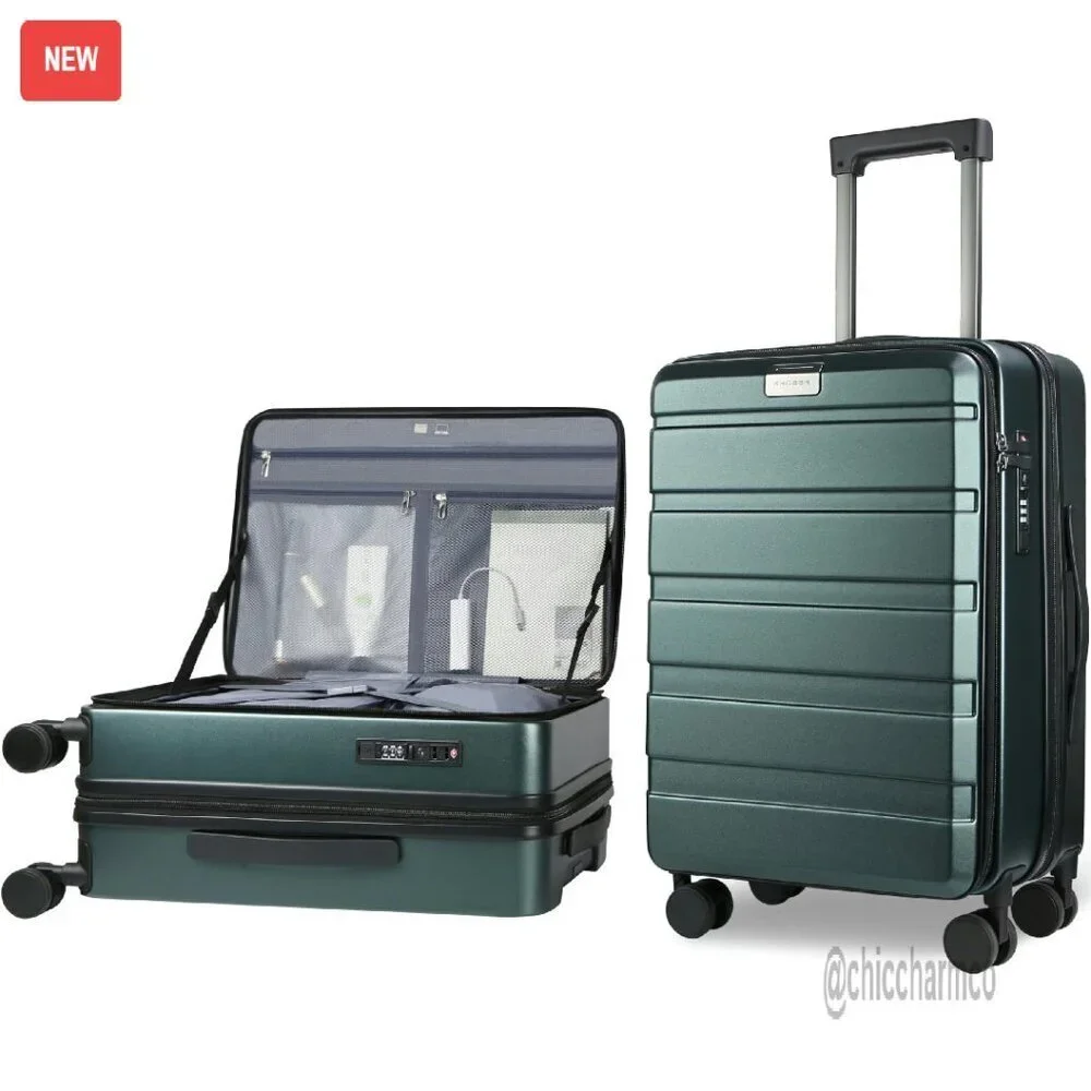 20-Inch Expandable Hard Shell Carry-On Luggage with USB Port & Spinner Wheels